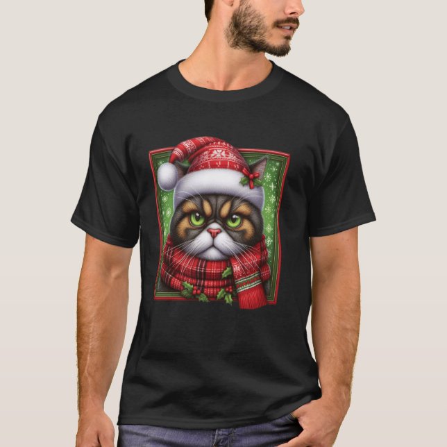 T-shirt Chat de Noël Grincheux - Kitty Fâchée Festive de F (Devant)