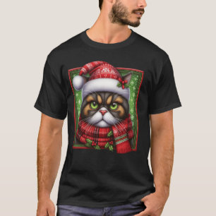 T-shirt Chat de Noël grincheux - Kitty furieuse festive de