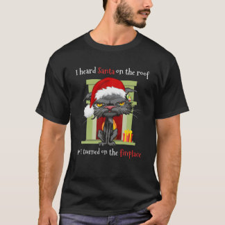 T-shirt Chat de Noël Grumpy Anti Père Noël Bored Chat Humo