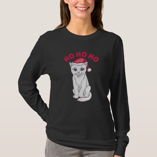 T-shirt Chat de Noël Ho Ho (Devant)