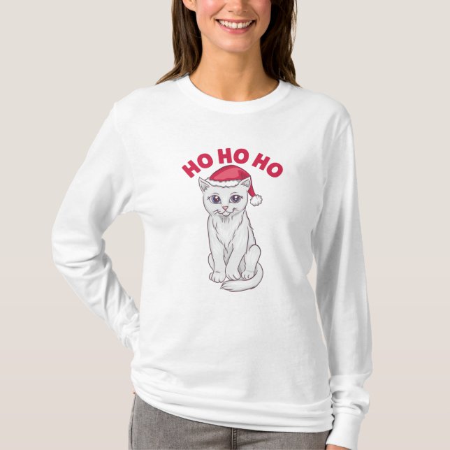 T-shirt Chat de Noël Ho Ho (Devant)