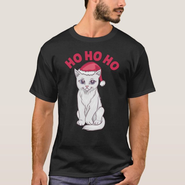 T-shirt Chat de Noël Ho Ho (Devant)