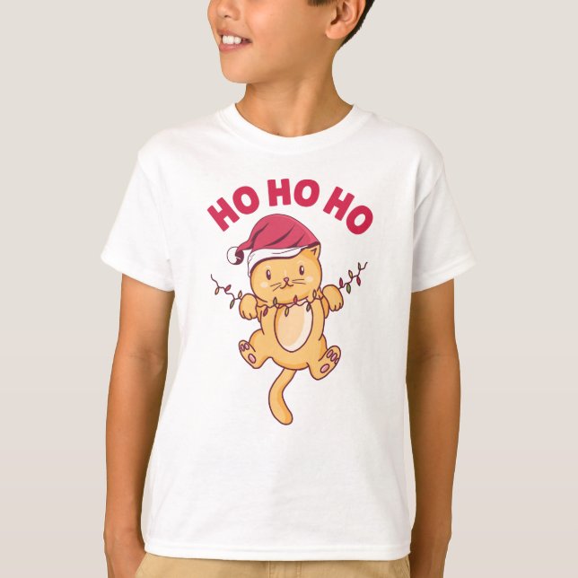T-shirt Chat de Noël Ho Ho (Devant)
