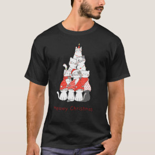 T-shirt Chat de Noël Mewy Chat de Noël Arbre de Noël