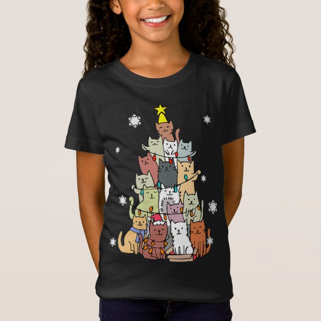 T-Shirt Chat de Noël moche Chat Arbre - Drôle Chat G (Devant)