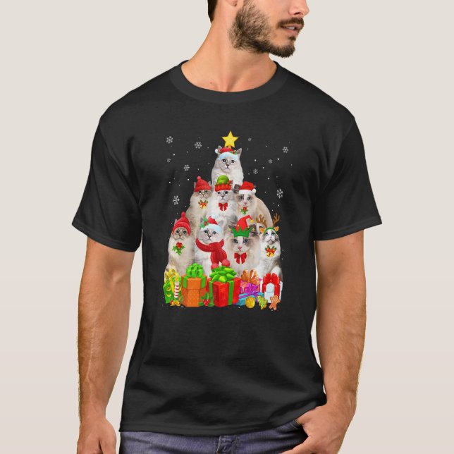 T-shirt Chat de Noël moche Chat Arbre Ragdoll Chat Noël (Devant)