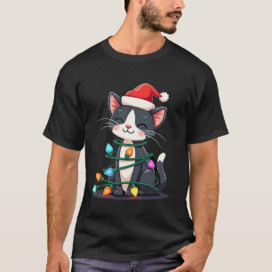 T-shirt Chat de Noël Smoking chat noir de Noël kitty c