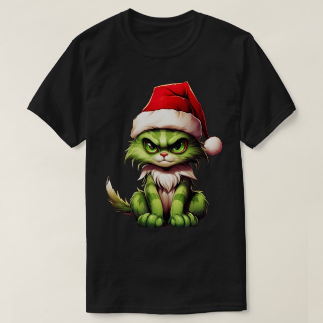 T-shirt Chat de Noël vert 1 (Design devant)