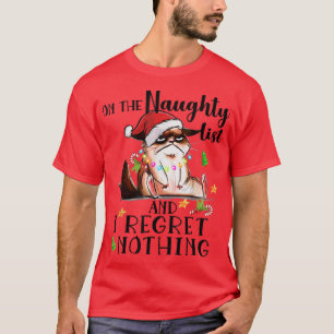 T-shirt Chat De Noël Vilain Sur La Liste Vilaine Et Je Reg