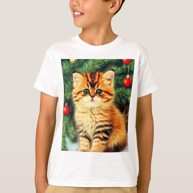 T-shirt Chat de Noël Vintage (Devant)