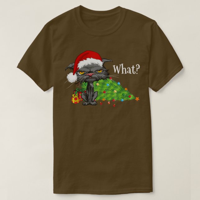 T-shirt Chat de Noël What Bed Chat Santa Hat Christmas T (Design devant)