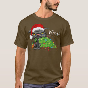 T-shirt Chat de Noël What Bed Chat Santa Hat Christmas T