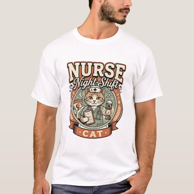 T-shirt Chat de nuit d'infirmière Chat de nuit d'infirmièr (Devant)