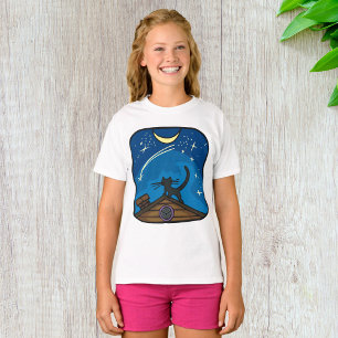 T-shirt Chat De Nuit Sur Un Toit