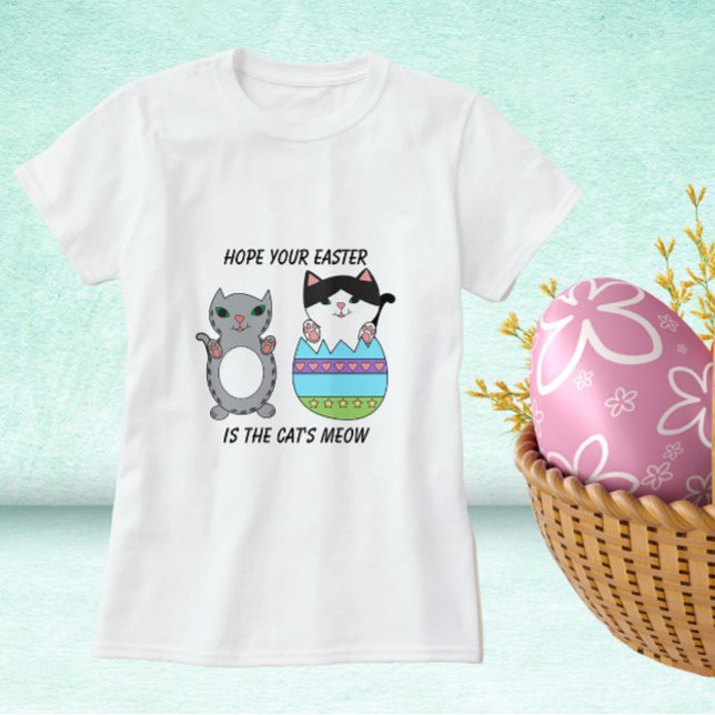 T-shirt Chat de Pâques Meow mignonne (A cute Easter shirt with cats)