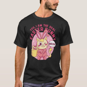 T-shirt Chat de Pâques Oui Je Suis Le Vrai Lapin de Pâques
