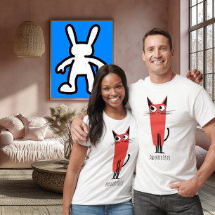 T-shirt Chat de Pause Gênante   Dessin Animé Minimaliste D