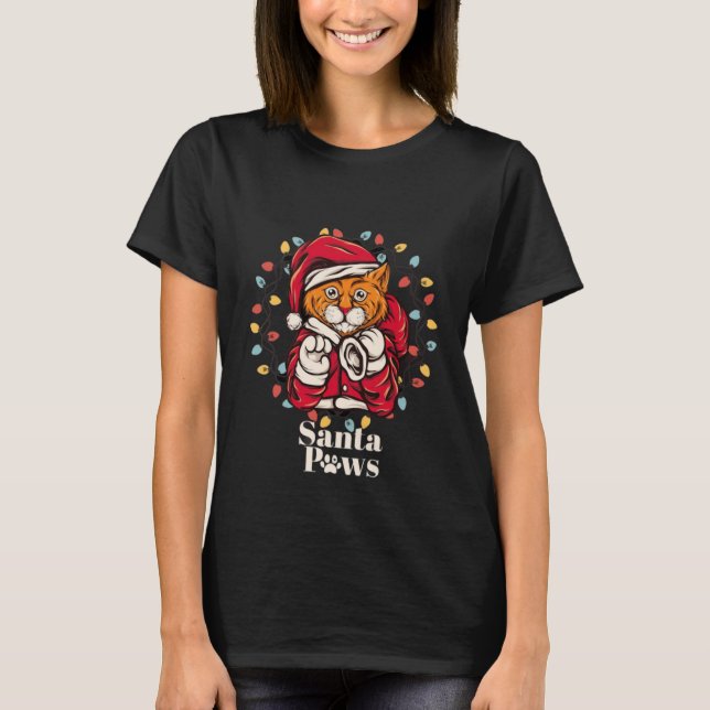 T-shirt Chat de Père Noël Fantaisiste (Devant)