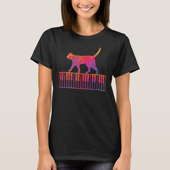 T-shirt chat de piano Clavier de piano  1 (Devant)