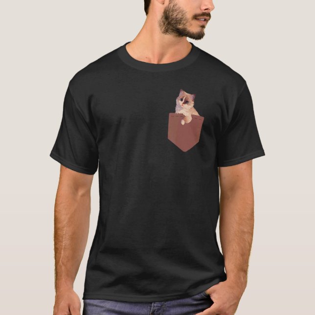 T-shirt Chat De Poupée Dans Votre Poche (Devant)