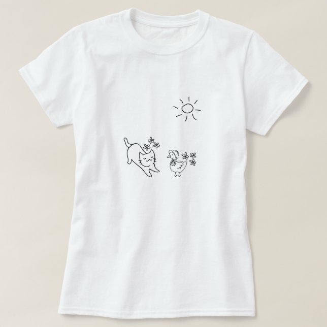 T-shirt Chat de printemps minimaliste (Design devant)