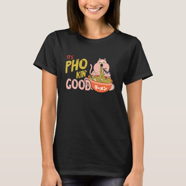 T-shirt Chat de punition de nourriture Pho Bol de nourritu (Devant)