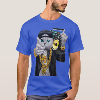 T-shirt Chat de rappeur Hip Hop en casquette de baseball t