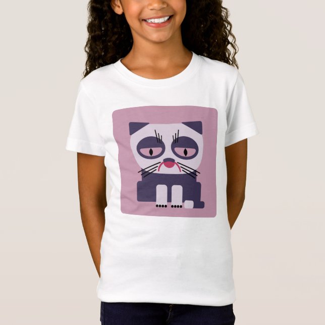 T-Shirt chat de regard grincheux sombre (Devant)
