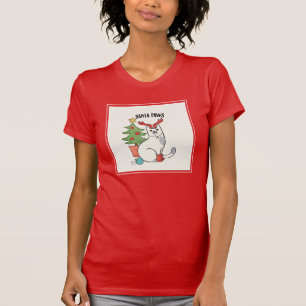T-shirt Chat de renne des pattes de Père Noël