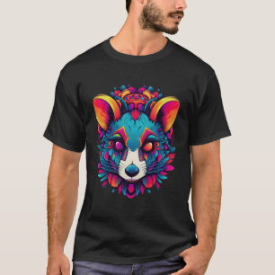 T-shirt Chat de rue géométrique coloré Opossum Pop Animal