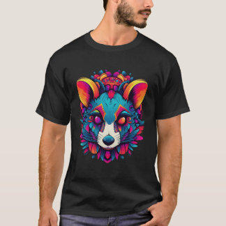 T-shirt Chat de rue géométrique coloré Opossum Pop Animal