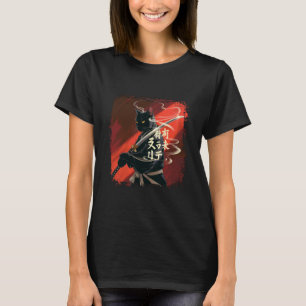 T-shirt Chat de samouraï d'art japonais décoloré Rétro Vib
