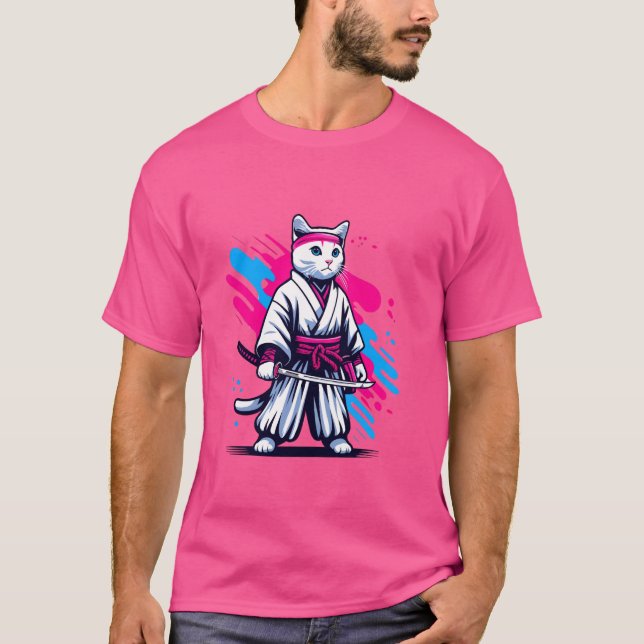 T-shirt Chat de samouraï japonais Mignon Pop Art Animal de (Devant)