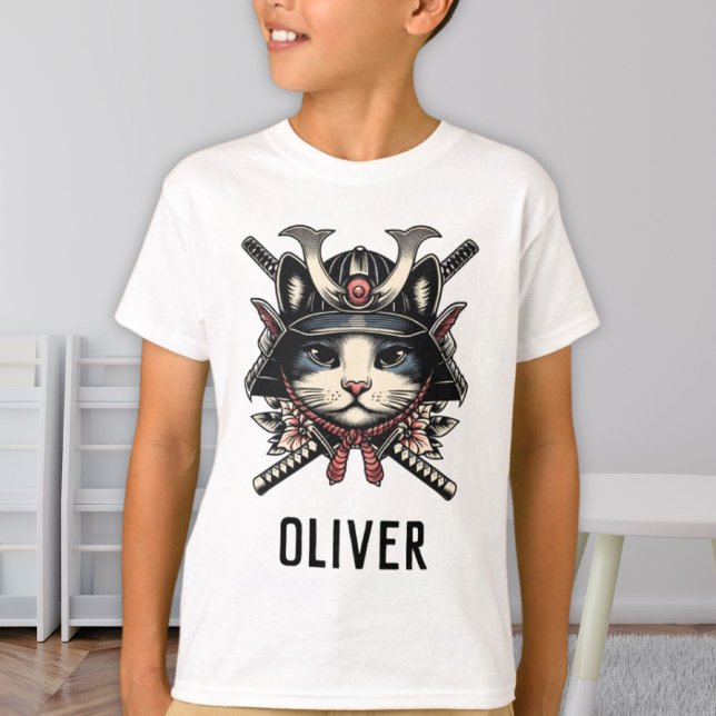 T-shirt Chat de samouraï sage personnalisé (Créateur téléchargé)