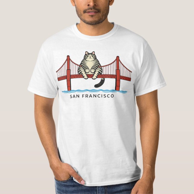 T-shirt Chat de San Francisco Golden Gate Bridge, Chat Drô (Devant)