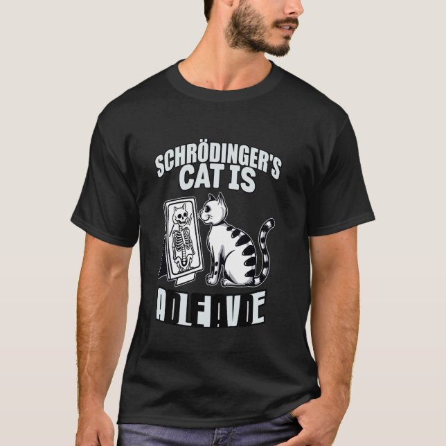T-shirt Chat de Schrödinger mort et vivant Mécanique quant (Devant)
