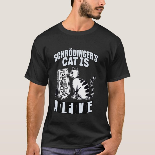 T-shirt Chat de Schrödinger mort et vivant Mécanique quant (Devant)