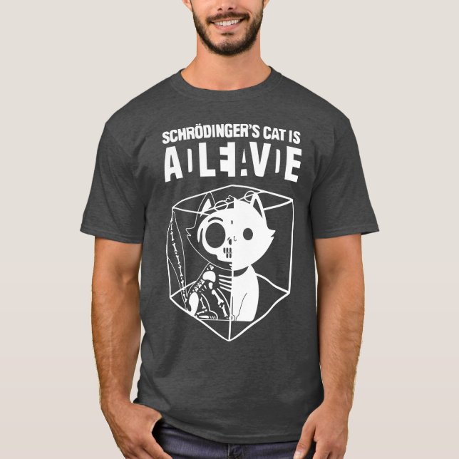 T-shirt Chat de Schrodinger science amusante Chat mort et  (Devant)