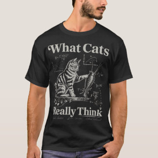 T-shirt Chat de science drôle Ce que les chats pensent vra