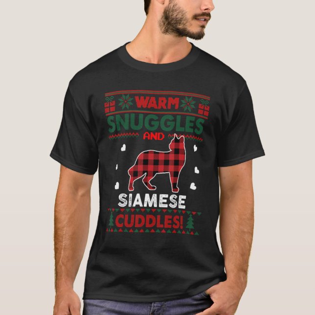 T-shirt Chat de Siamese Cute Chat Xmas Vilain Chandail de  (Devant)