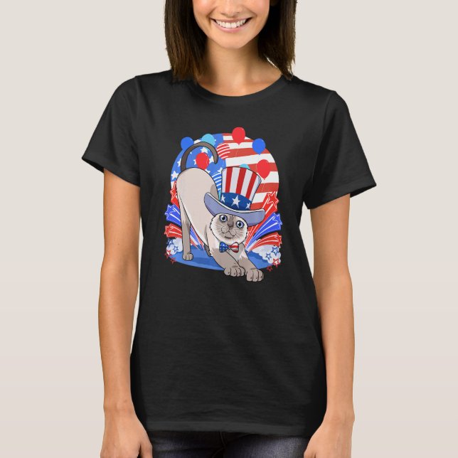 T-shirt Chat de Siamese Merica 4 juillet Patriotique améri (Devant)