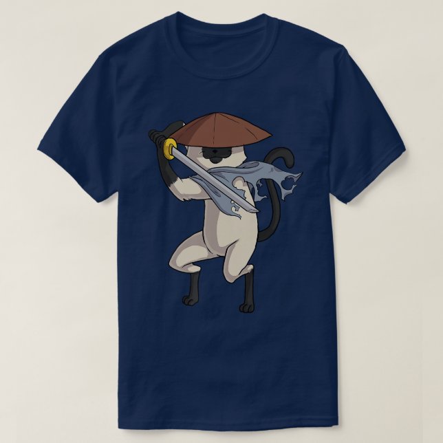 T-shirt Chat de Siamese Samurai (Design devant)
