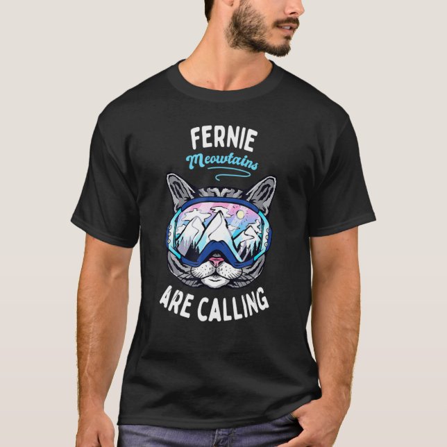 T-shirt Chat de ski Fernie Colombie-Britannique Canada (Devant)