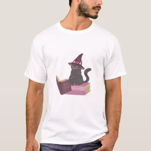 T-shirt Chat de sorcière effrayant lisant un design, T-shi