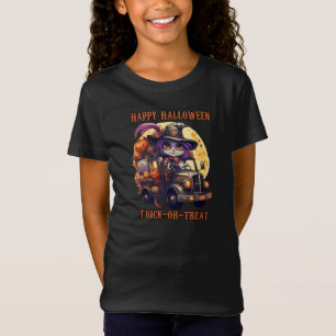 T-Shirt Chat de sorcière Halloween Trucker Enfants Festive