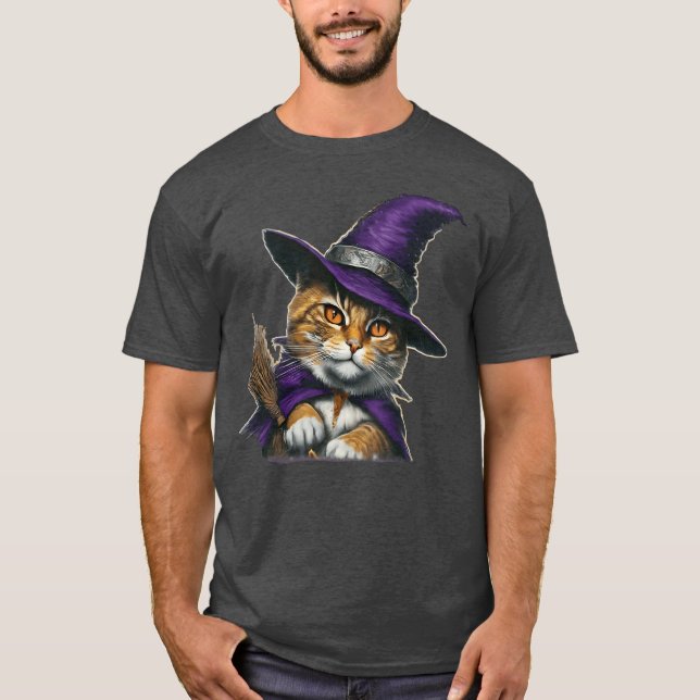 T-shirt Chat de sorcière Halloween vintage (Devant)