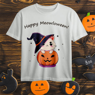 T-shirt Chat de sorcière Kawaii adorable dans une citrouil