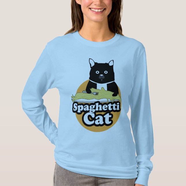 T-shirt Chat de spaghetti - customisé (Devant)