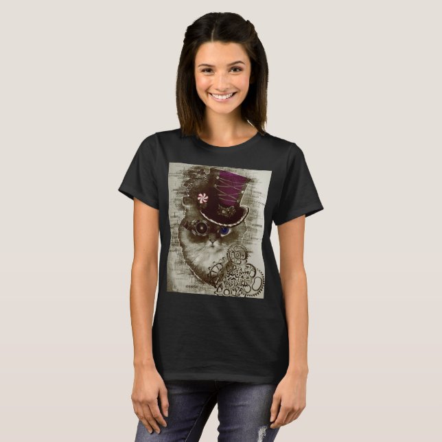 T-shirt Chat de Steampunk (Devant entier)