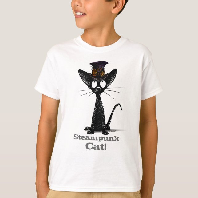 T-shirt Chat de Steampunk dans les enfants faits sur (Devant)